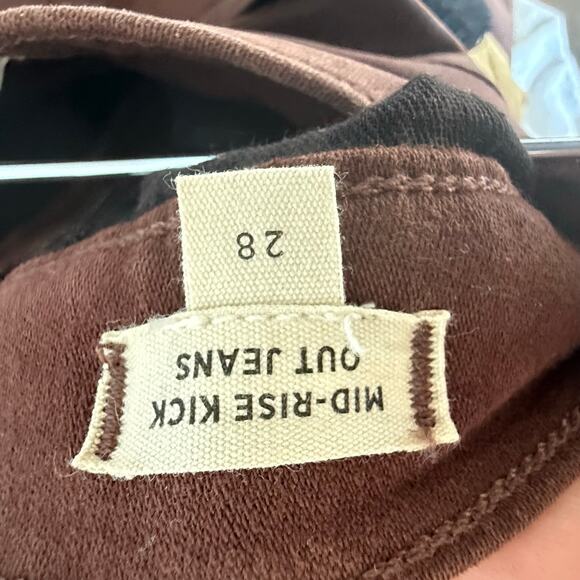 Madewell Denim Womens 28 Mid Rise Kick Out Jeans Coated Brown Stretch Bootcut - Picture 8 of 10